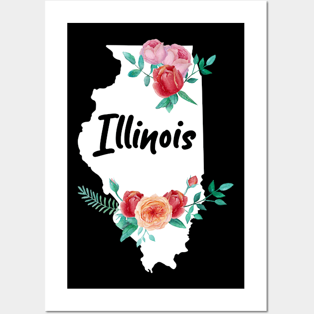 Illinois Gift for Women and Girls Wall Art by JKFDesigns